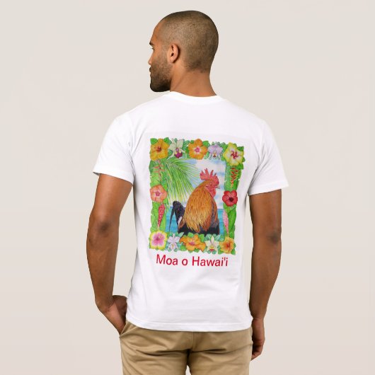 Hawaiianischer Rooster T-Shirt (Schwarz voll)