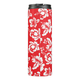 Hawaiianischer roter Hibiskus-Blumenprint Thermosbecher