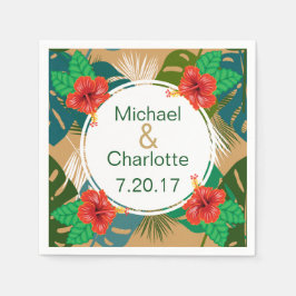 Hawaiianischer Roter Hibiskus Luau Bride & Groom N Serviette