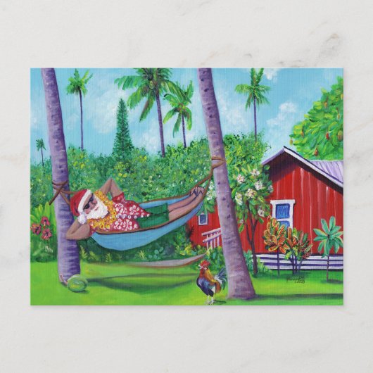 Hawaiianischer Santa on Urlaub in Hawaii Postkarte (Vorderseite)