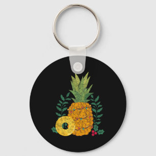 Hawaiianischer Sommer Frucht Ananas Tropisches Wei Schlüsselanhänger