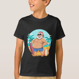 Hawaiianischer Sommer Lustiger Weihnachtsmann Trop T-Shirt