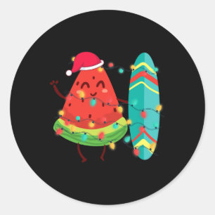 Hawaiianischer Sommer Tropical Surfer Wassermelone Runder Aufkleber
