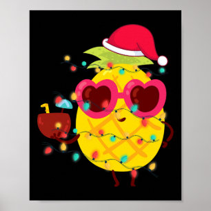 Hawaiianischer Sommer Tropical Xmas Ananas Weihnac Poster