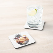 Hawaiianischer Sonnenuntergang mit Palmen. Getränkeuntersetzer (Rechte Seite)