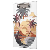 Hawaiianischer Sonnenuntergang mit Palmen. Klemmbrett (Links)