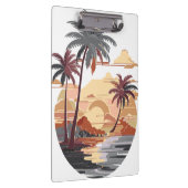 Hawaiianischer Sonnenuntergang mit Palmen. Klemmbrett (Rechts)