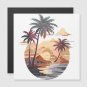 Hawaiianischer Sonnenuntergang mit Palmen. Magnetkarte (Vorne/Hinten)
