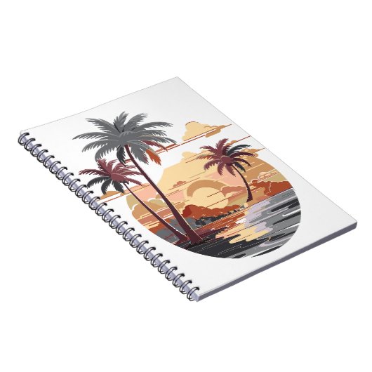 Hawaiianischer Sonnenuntergang mit Palmen. Notizblock (Rechte Seite)