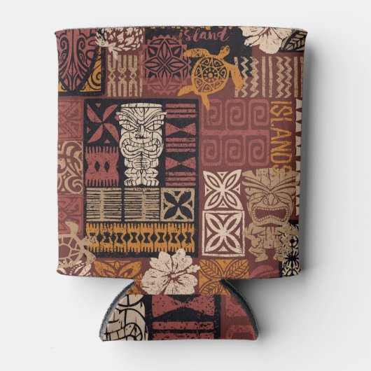 Hawaiianischer Stamm: Vintages Fabric-Patchwork Dosenkühler (Vorderseite)