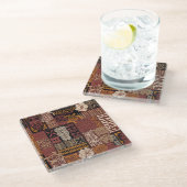 Hawaiianischer Stamm: Vintages Fabric-Patchwork Glasuntersetzer (Schrägansicht)