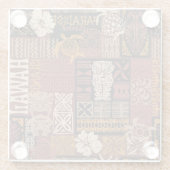 Hawaiianischer Stamm: Vintages Fabric-Patchwork Glasuntersetzer (Rückseite)