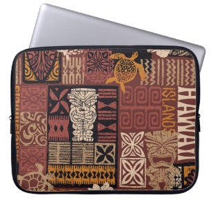 Hawaiianischer Stamm: Vintages Fabric-Patchwork Laptopschutzhülle