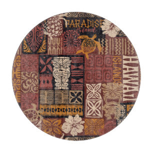 Hawaiianischer Stamm: Vintages Fabric-Patchwork Schneidebrett