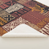 Hawaiianischer Stamm: Vintages Fabric-Patchwork Sherpadecke (3/4)