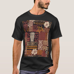 Hawaiianischer Stamm: Vintages Fabric-Patchwork T-Shirt