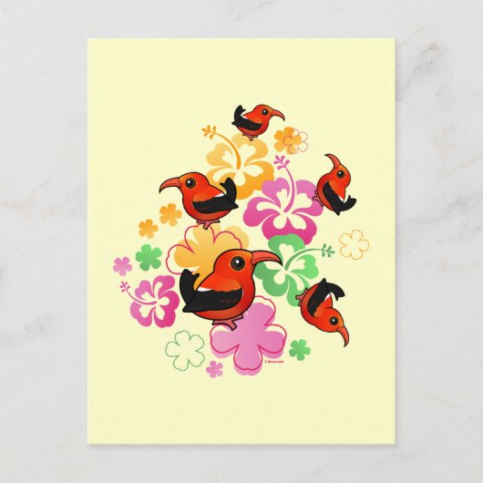 Hawaiianischer Stil 'I'iwi Postkarte (Vorderseite)