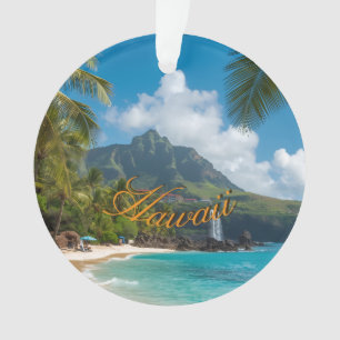Hawaiianischer Stil Vintage Blaue Meerespalmen Him Ornament