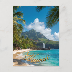 Hawaiianischer Stil Vintage Blaue Meerespalmen Him Postkarte