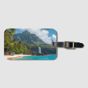 Hawaiianischer Stil Vintage Blaue Meerpalmen Himme Gepäckanhänger