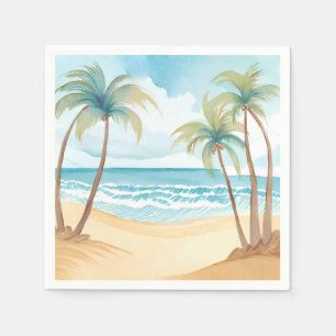 Hawaiianischer Strand Palme Tropisches Wasserfar Serviette