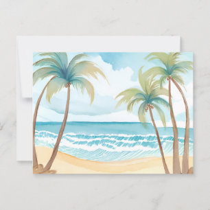 Hawaiianischer Strand   Palmen-Tropen-Watercolor Postkarte