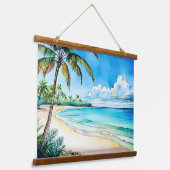 Hawaiianischer Strandtag Wandteppich Mit Holzrahmen (Gewinkelt)