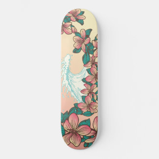 Hawaiianischer Surf Wave Hibiskus Blume Vintag Skateboard