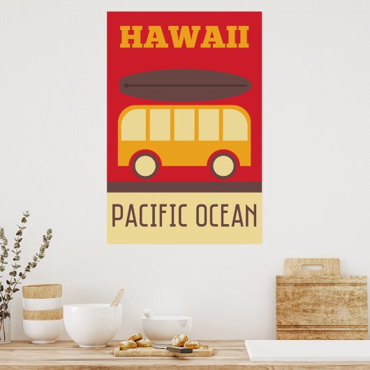 Hawaiianischer Surfbus Poster (Küche)