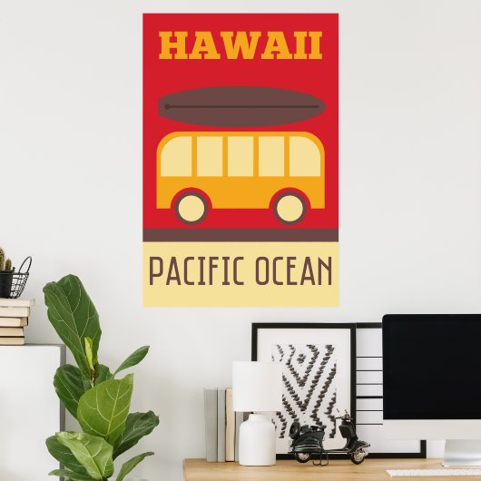 Hawaiianischer Surfbus Poster (Heimbüro)