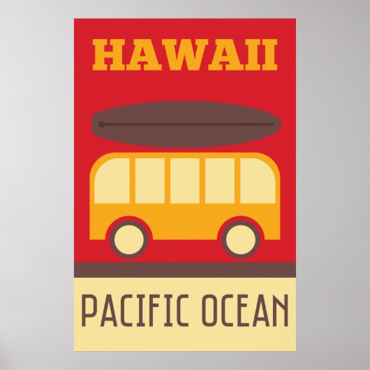 Hawaiianischer Surfbus Poster (Vorne)