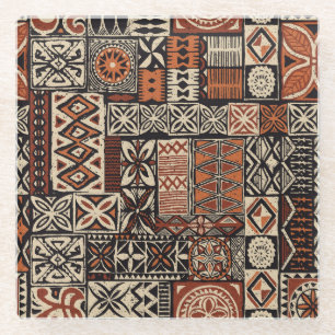 Hawaiianischer Tapa: Stammes-Patchwork Glasuntersetzer