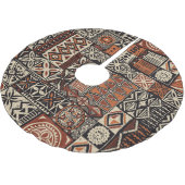Hawaiianischer Tapa: Stammes-Patchwork Polyester Weihnachtsbaumdecke (Schrägansicht)