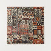 Hawaiianischer Tapa: Stammes-Patchwork Wandteppich (Vorderseite (Horizontal))