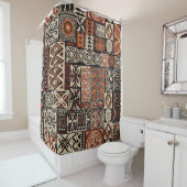 Hawaiianischer Tapa: Tribaler Patchwork Duschvorhang (Beispiel)