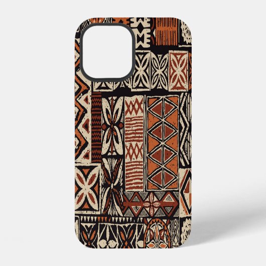 Hawaiianischer Tapa: Tribaler Patchwork iPhone Hülle (Rückseite)
