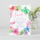 Hawaiianischer Tropenblumenkranz 16 . Geburtstag Einladung (Stehend Vorderseite)