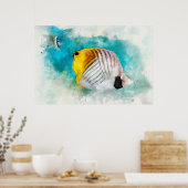 Hawaiianischer Tropischer Fisch Wasserfarbe - Butt Poster (Küche)
