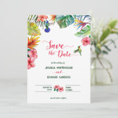 Hawaiianischer tropischer Hibiskus-Hochzeit rettet Save The Date (Stehend Vorderseite)