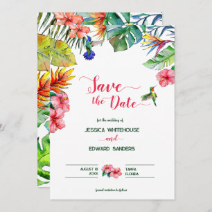Hawaiianischer tropischer Hibiskus-Hochzeit rettet Save The Date