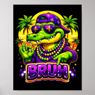 Hawaiianischer Tropischer Lustiger Alligator Mardi Poster