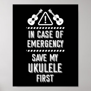 Hawaiianischer Uke im Notfall Rett meine Ukulele Poster