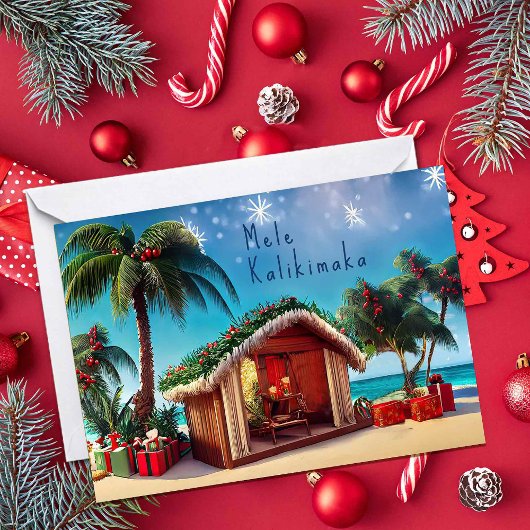 Hawaiianischer Weihnachtsbungalow am Strand Karte
