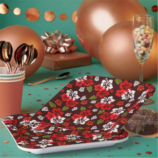 Hawaiianischer Weihnachtsdruckpapier-Hibiskus Pappteller