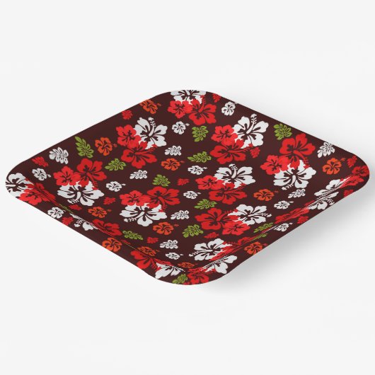 Hawaiianischer Weihnachtsdruckpapier-Hibiskus Pappteller (Gewinkelt)