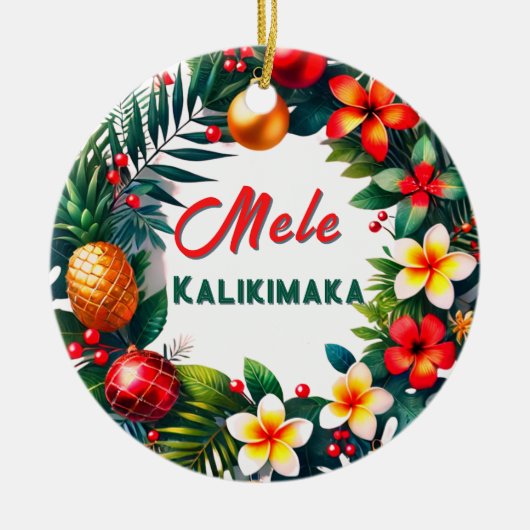 Hawaiianischer Weihnachtsfeind Keramik Ornament (Vorne)