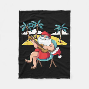 Hawaiianischer Weihnachtsmann Hawaian Gitarre Weih Fleecedecke