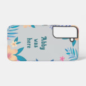 Hawaiianisches Blumendesign auf Grau Samsung Galaxy Hülle (Rückseite (Horizontal))