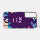 Hawaiianisches Blumendesign auf Lila Samsung Galaxy Hülle (Rückseite (Horizontal))