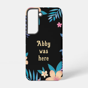 Hawaiianisches Blumendesign auf Schwarz Samsung Galaxy Hülle